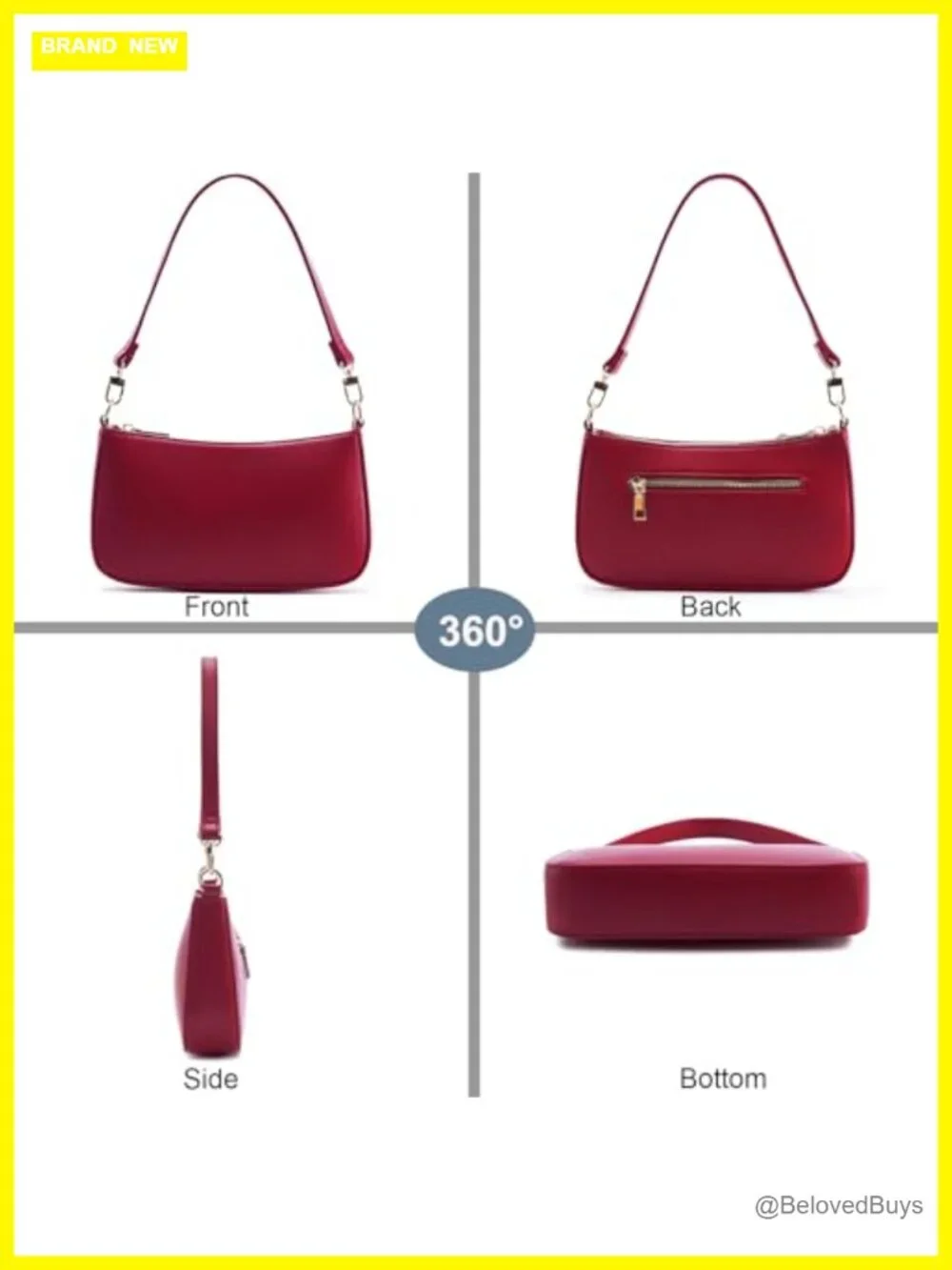 Retro Vegan Leather Hobo Shoulder Bag with Zipper Closure